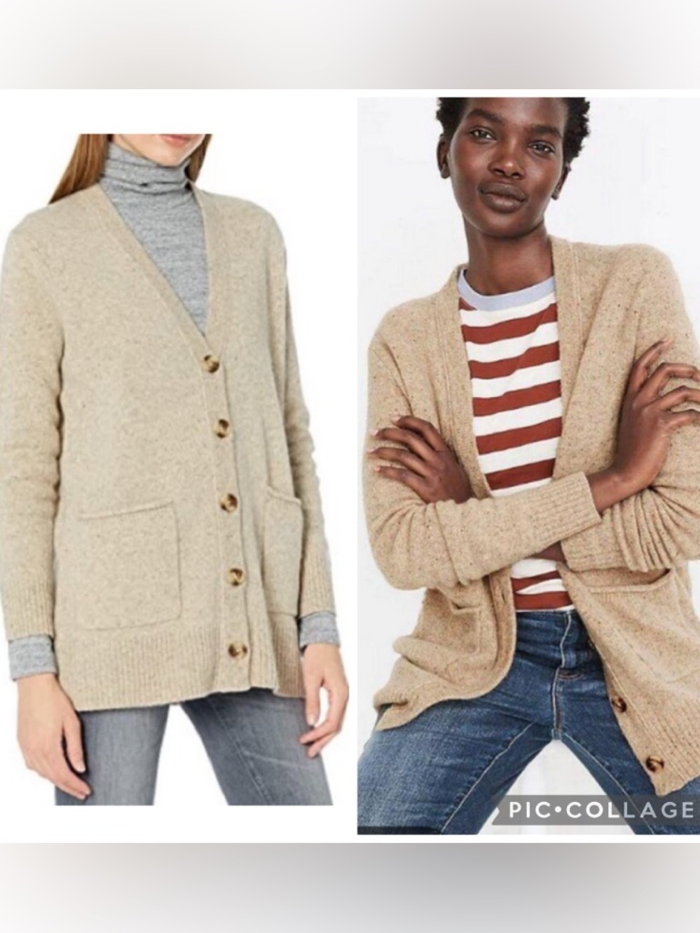 Madewell Size Small Merino Wool Cardigan Button Up Sweater 2 Pockets Oatmeal Tan - Picture 1 of 6